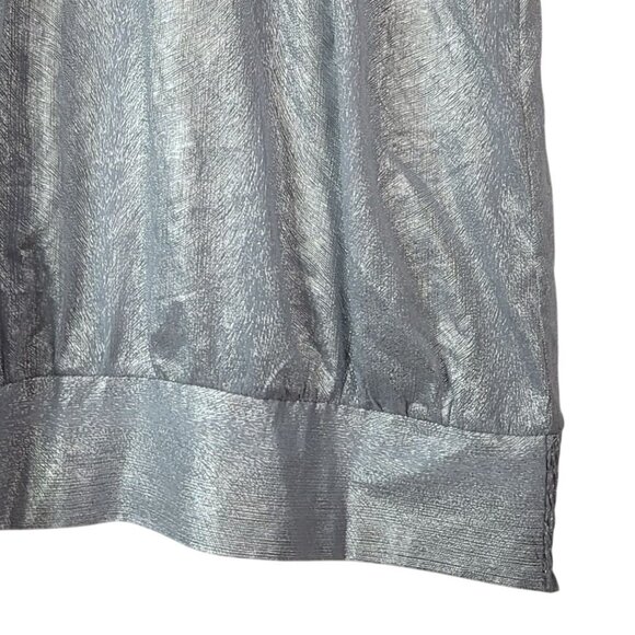 Ashley Stewart Metallic Sleeveless Halter Top Silver 18W Ruffle Smocked Button - Picture 3 of 8
